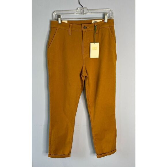 Brand New Cosmic Blue Love Women's 30T Mustard Yellow Tailored Cuffed Pants - Picture 1 of 9
